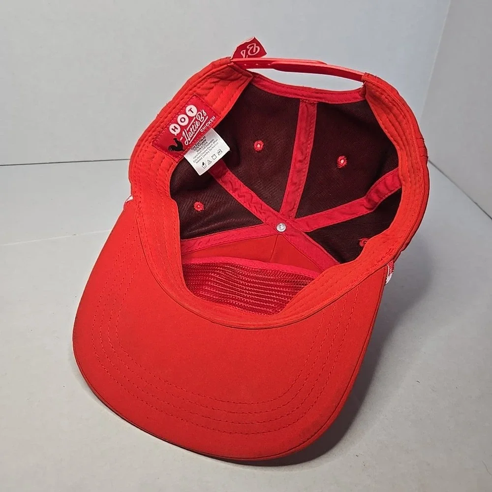 Hattie B's Nashville Hot Chicken Red Snapback Hat Cap Rooster‎ Mesh Trucker USA